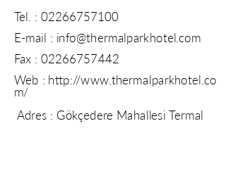 Termal Park Otel iletiim bilgileri